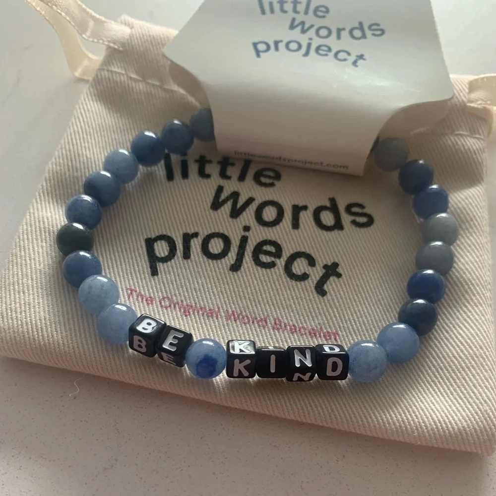 Little Words Project Men's Be Kind Beaded Bracelet - Size M/L -‎ Blue - NWT